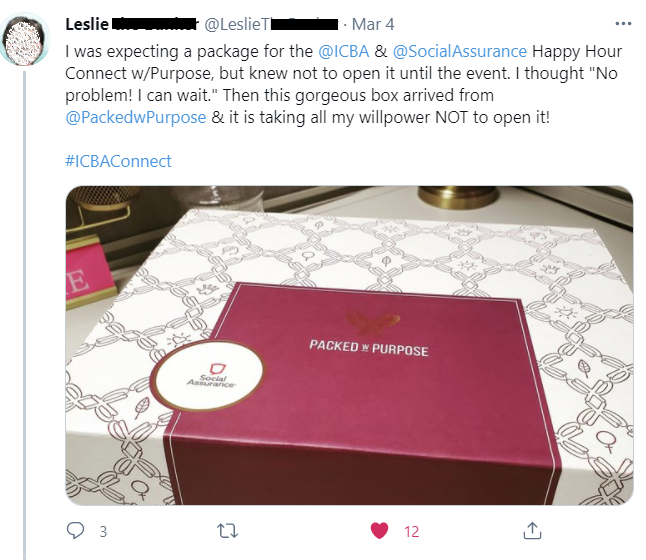 Twitter post a gift sent ahead of a virtual conference. 