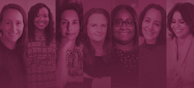 women in business with an overlay of purple
