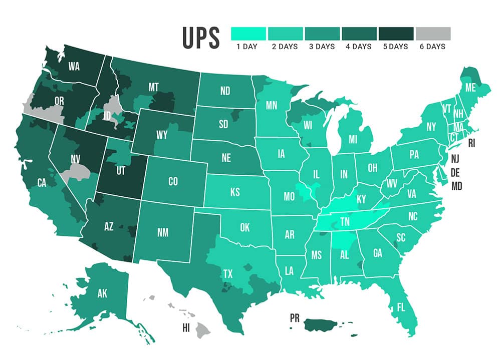 UPS Ground Shipping Map