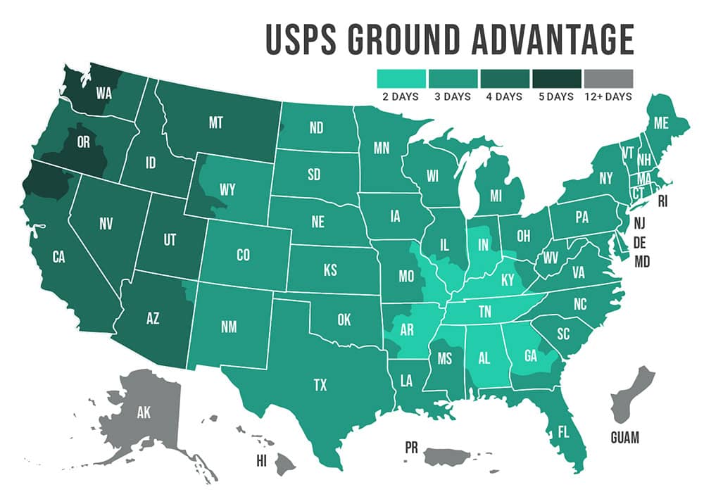 USPS Ground Advantage Shipping Map