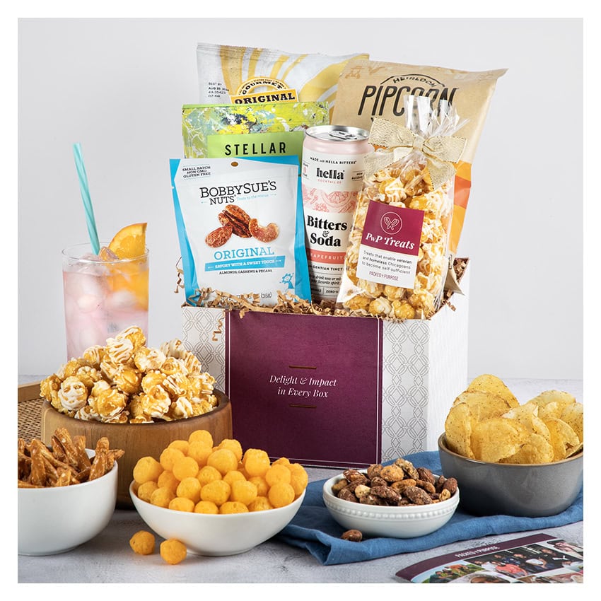 Happy Hour Snacks gift basket