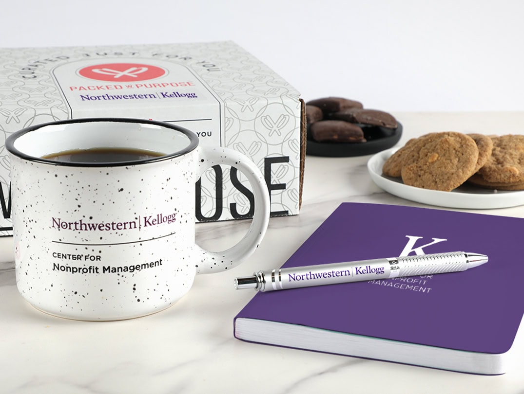 Northwestern University custom branded gift with treats