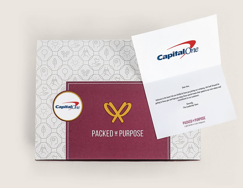 Capital One branded gift box and card