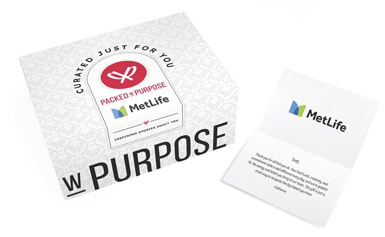 Sample branded PwP gift box and message card