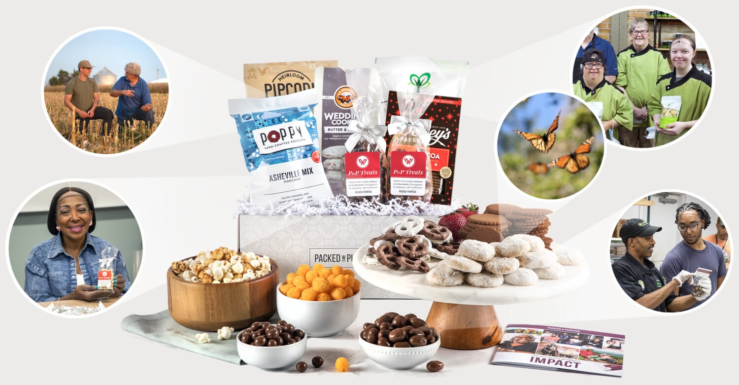 A gift box with images of our Impact Partners