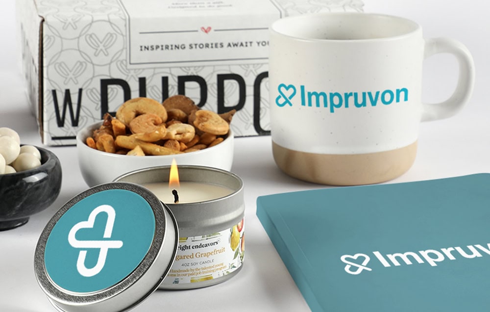 Packed with Purpose gift with multiple custom branded items