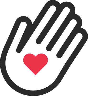 Icon of a hand with a heart depicting handmade
