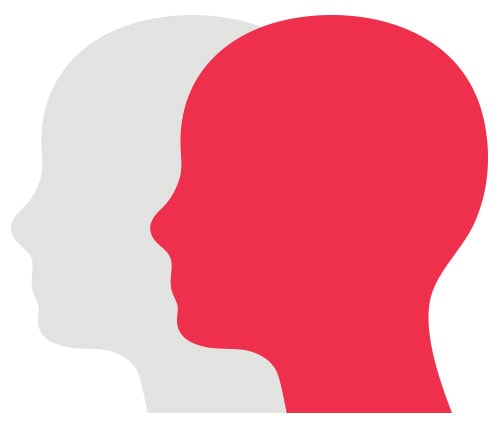Graphic depicting two people with one selected
