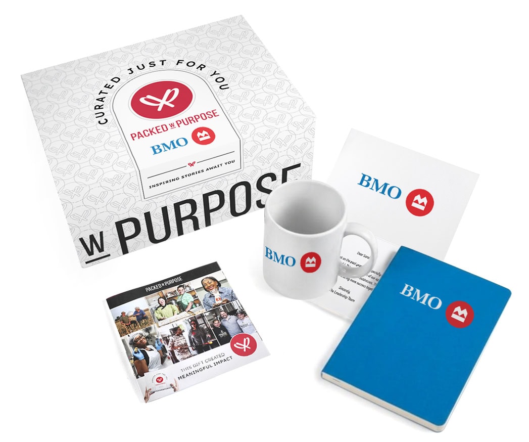 Sample branded box, card, mug and journal